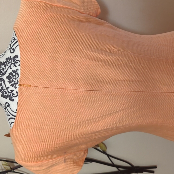 Vintage peach dress flowers & vines - Picture 4 of 10